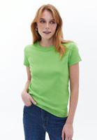 Women Green Cotton Crew Neck Tshirt