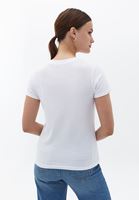 Women White Cotton Crew Neck Tshirt