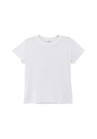 Women White Cotton Crew Neck Tshirt