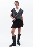 Women Black Gipped Mini Skirt