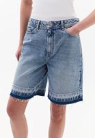 Women Blue Mid-Rise Bermuda Shorts