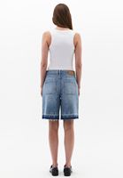 Women Blue Mid-Rise Bermuda Shorts