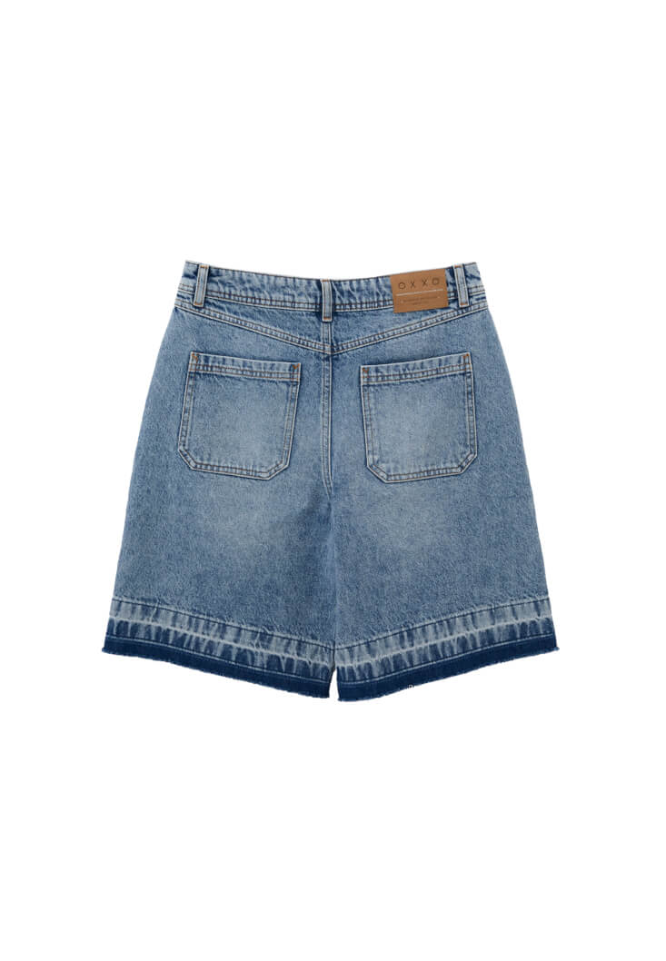 Women Blue Mid-Rise Bermuda Shorts