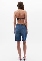 Women Blue Mid-Rise Bermuda Shorts