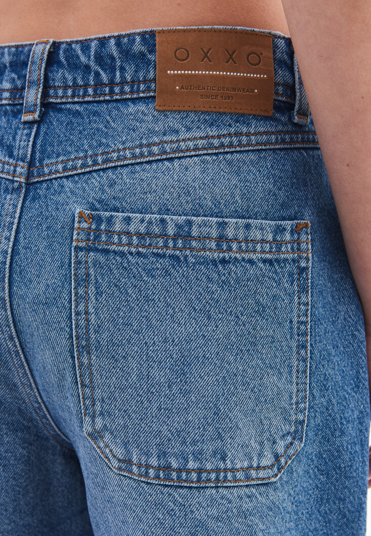 Women Blue Mid-Rise Bermuda Shorts