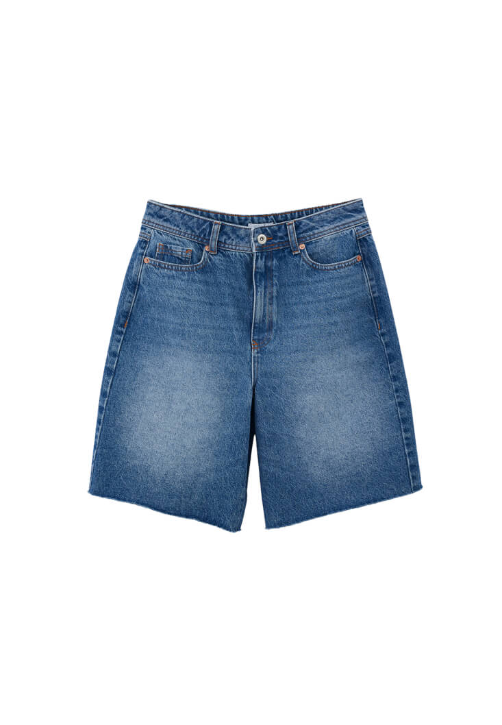 Women Blue Mid-Rise Bermuda Shorts
