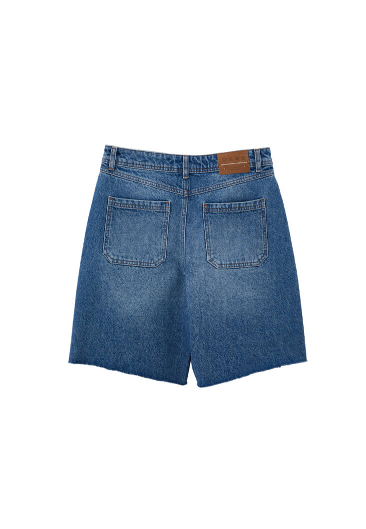 Women Blue Mid-Rise Bermuda Shorts