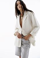 Bayan Bej Keten Karışımlı Oversize Blazer Ceket ( TENCEL™ )