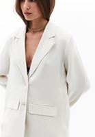 Bayan Bej Keten Karışımlı Oversize Blazer Ceket ( TENCEL™ )