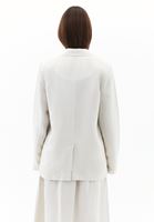 Bayan Bej Keten Karışımlı Oversize Blazer Ceket ( TENCEL™ )