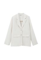 Bayan Bej Keten Karışımlı Oversize Blazer Ceket ( TENCEL™ )