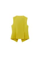 Bayan Yeşil Keten Karışımlı Düğmeli Yelek ( TENCEL™ )