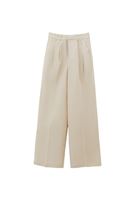 Bayan Bej Keten Karışımlı Wide-Leg Pantolon ( TENCEL™ )