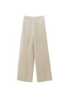 Bayan Bej Keten Karışımlı Wide-Leg Pantolon ( TENCEL™ )