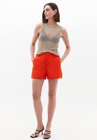 Women Orange Linen-Blend High-Waisted Shorts (Tencel)