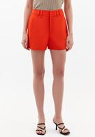 Women Orange Linen-Blend High-Waisted Shorts (Tencel)