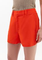Women Orange Linen-Blend High-Waisted Shorts (Tencel)