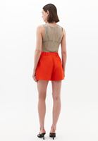 Women Orange Linen-Blend High-Waisted Shorts (Tencel)