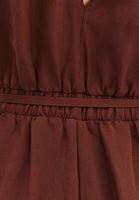 Women Brown Linen-Blend Belted Wide-Leg Jumpsuit (Tencel)
