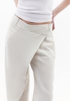 Women Cream Linen-Blend High-Waist Wide-Leg Pants