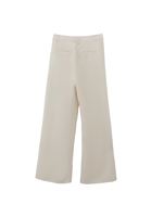 Women Cream Linen-Blend High-Waist Wide-Leg Pants