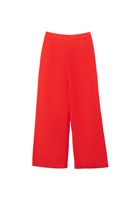 Women Orange Linen-Blend High-Waist Wide-Leg Pants