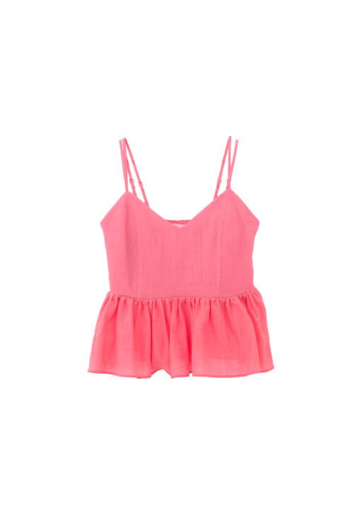 Fırfırlı Tencel Bluz ve Etek Kombini