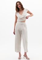 Bayan Bej Yüksek Bel Baggy-Fit Pantolon (TENCEL™ )