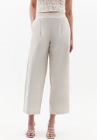 Bayan Bej Yüksek Bel Baggy-Fit Pantolon (TENCEL™ )