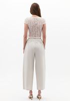 Bayan Bej Yüksek Bel Baggy-Fit Pantolon (TENCEL™ )