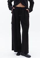 Women Black Mid Rise Wide Leg Pants