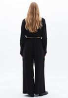 Women Black Mid Rise Wide Leg Pants