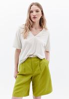 Bayan Krem V Yaka Oversize Tişört ( TENCEL™ )