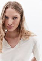 Bayan Krem V Yaka Oversize Tişört ( TENCEL™ )