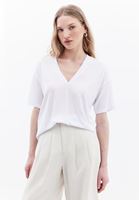 Bayan Beyaz V Yaka Oversize Tişört ( TENCEL™ )