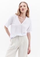 Bayan Beyaz V Yaka Oversize Tişört ( TENCEL™ )