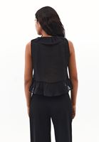 Bayan Siyah Fırfırlı Bluz ( TENCEL™ )