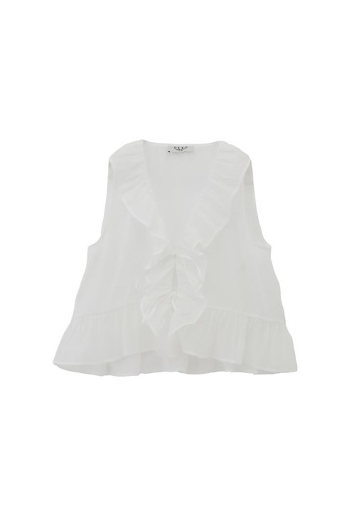 Fırfırlı Bluz ve Wide-Leg Pantolon Kombini