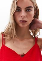 Women Red Beaded Detail Blouse