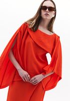 Women Orange Asymmetric Neckline Blouse