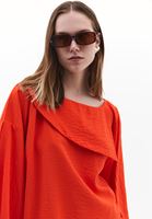 Women Orange Asymmetric Neckline Blouse