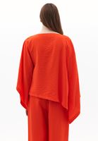 Women Orange Asymmetric Neckline Blouse