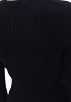 Women Black Sweater with Snap Fastener Detail