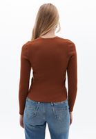 Women Brown Sweater with Snap Fastener Detail