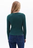 Women Green Sweater with Snap Fastener Detail