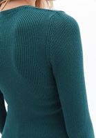 Women Green Sweater with Snap Fastener Detail