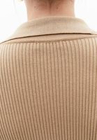 Women Beige Polo Neck Knitwear Sweater