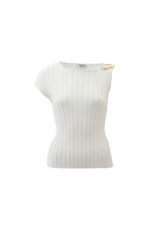 Bot Yaka Triko Bluz ve Wide-Leg Pantolon Kombini
