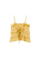 Women Yellow Ruffled Linen-Blend Blouse