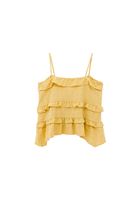Women Yellow Ruffled Linen-Blend Blouse